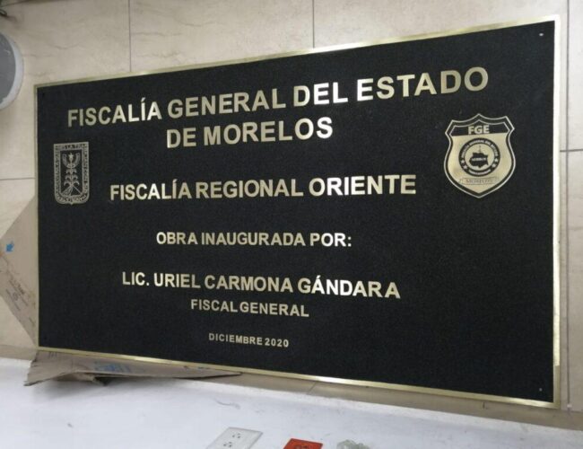 Placa de Bronce Fundido en alto relieve y pintura Automotriz.